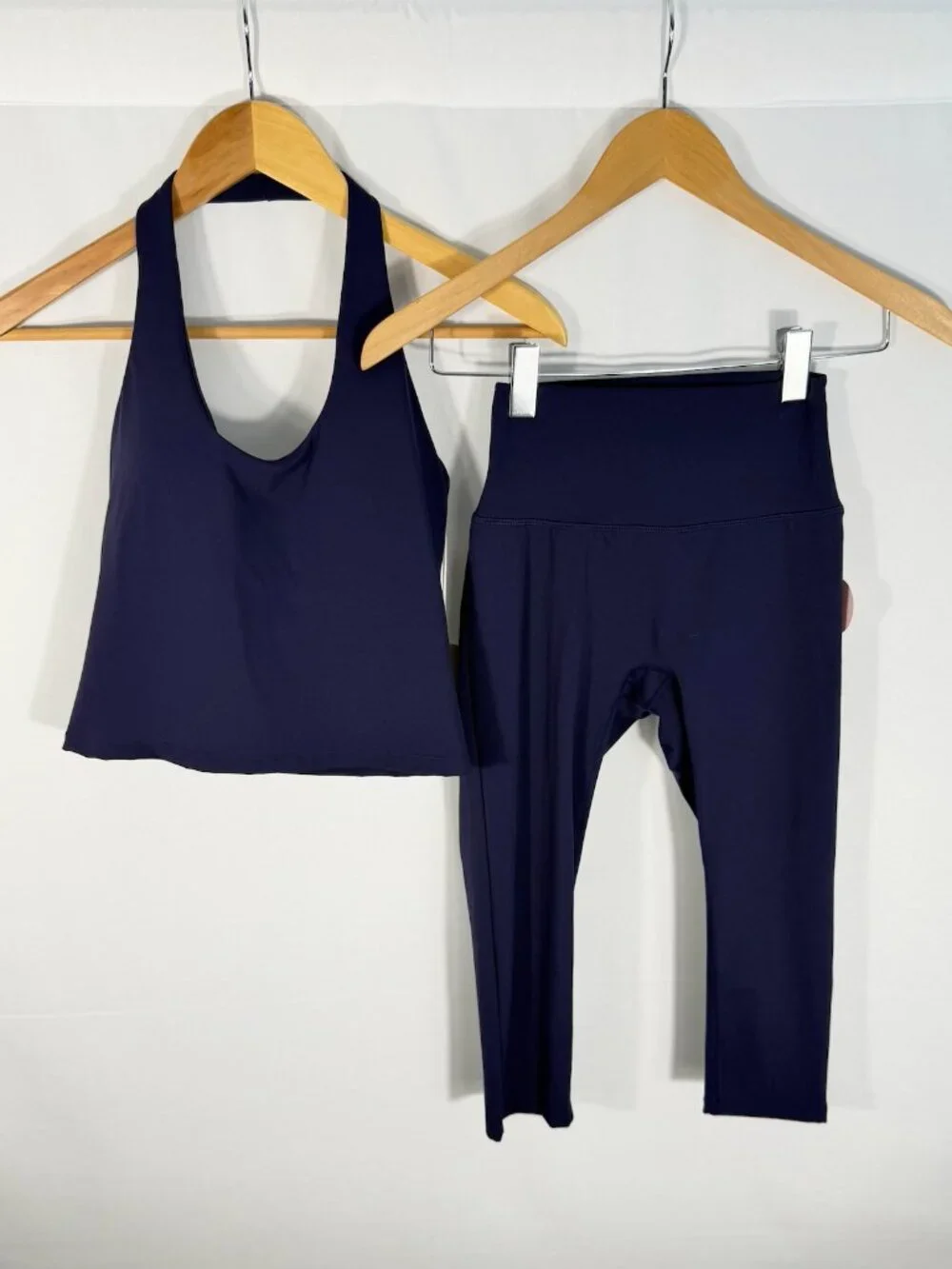 Posie Active Halter Capri Legging Set Navy Small NWT 2 Piece Pilates Workout